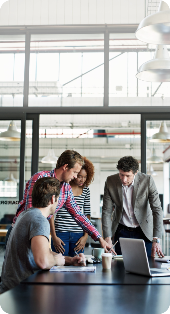 Group discussing at conference table
